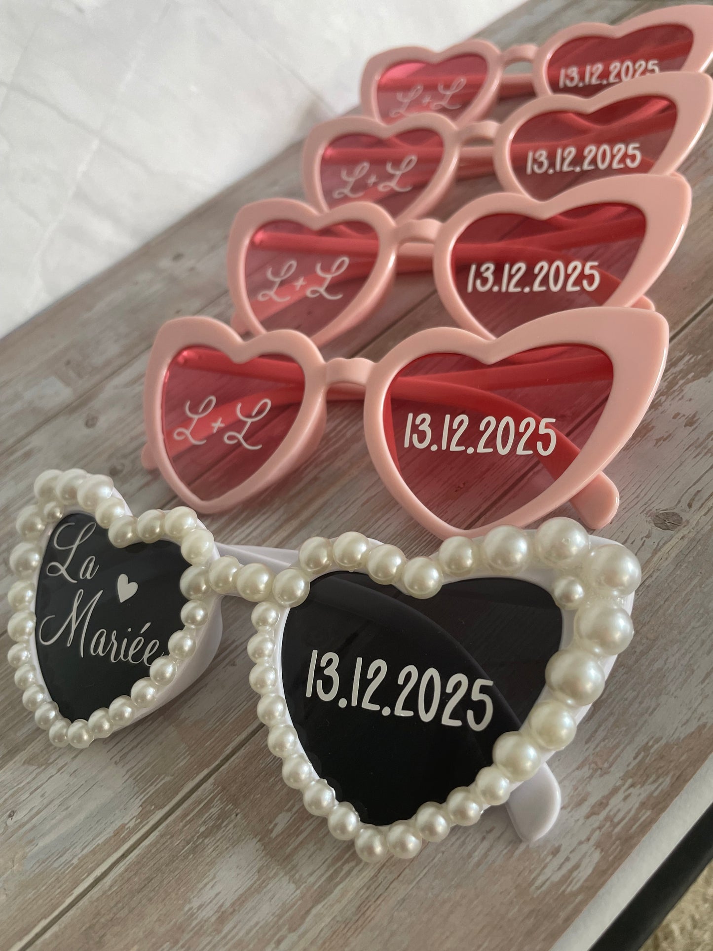 Lunettes cœur personnalisées mariage / EVJF