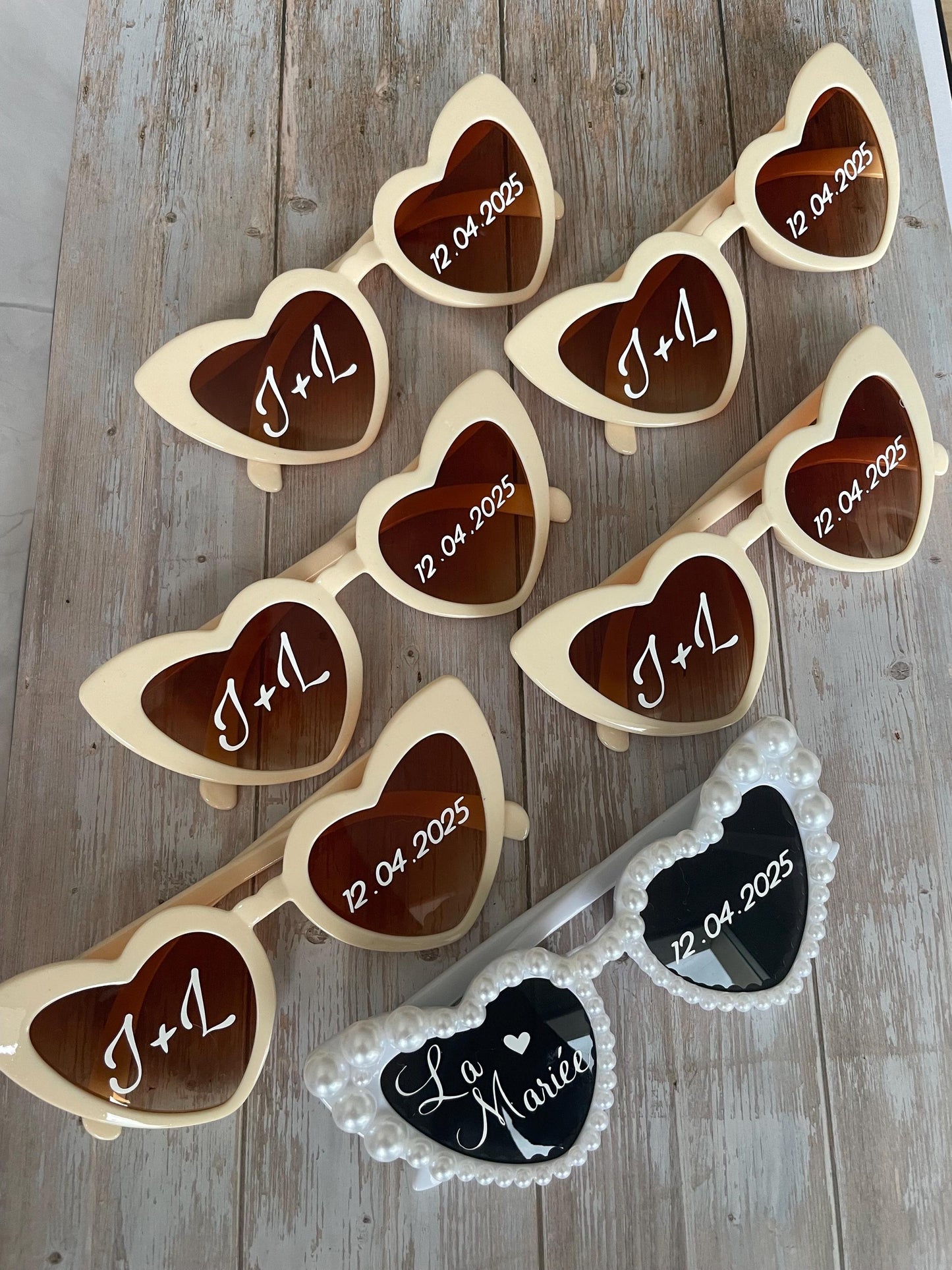 Lunettes cœur personnalisées mariage / EVJF