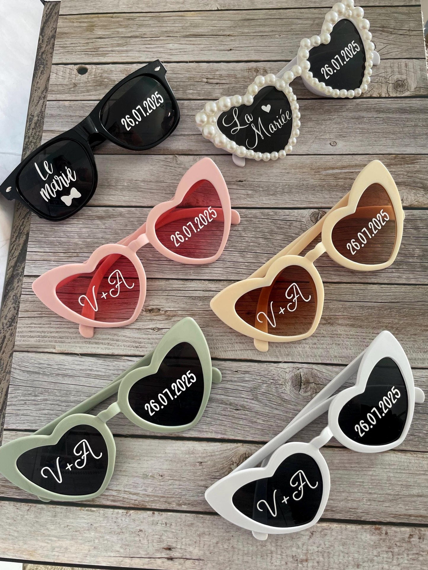 Lunettes cœur personnalisées mariage / EVJF