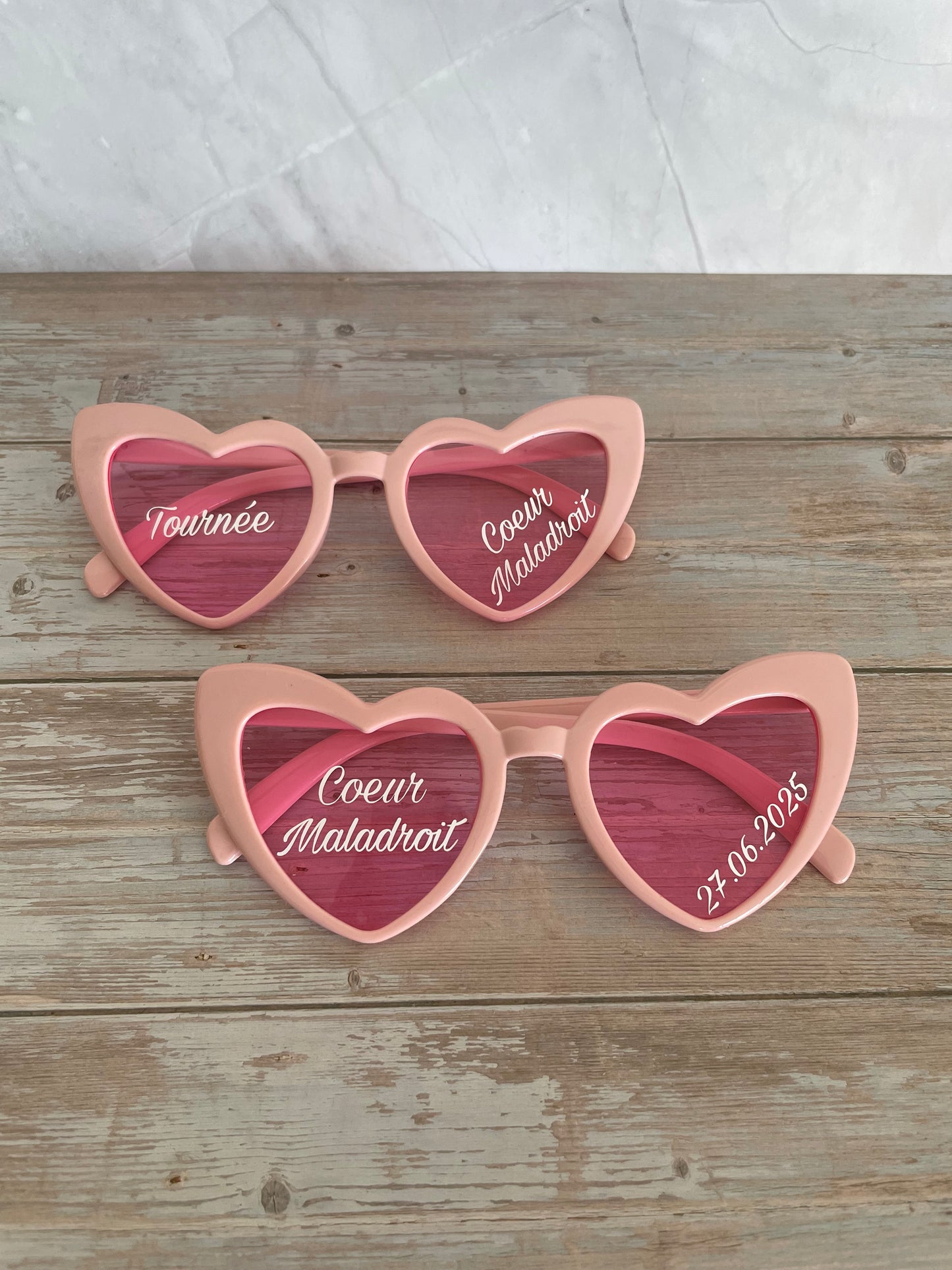 Lunettes cœur personnalisées mariage / EVJF