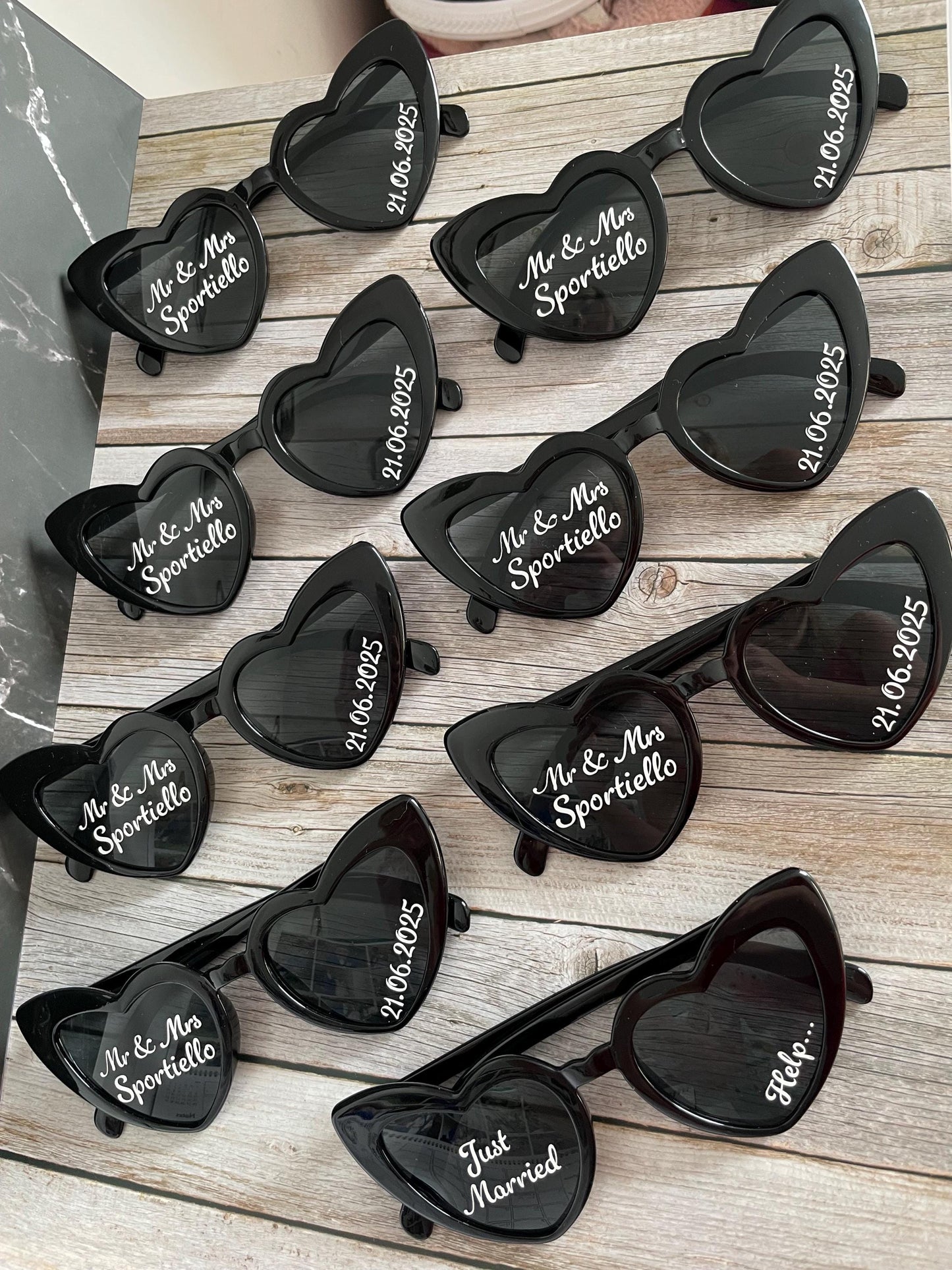 Lunettes cœur personnalisées mariage / EVJF