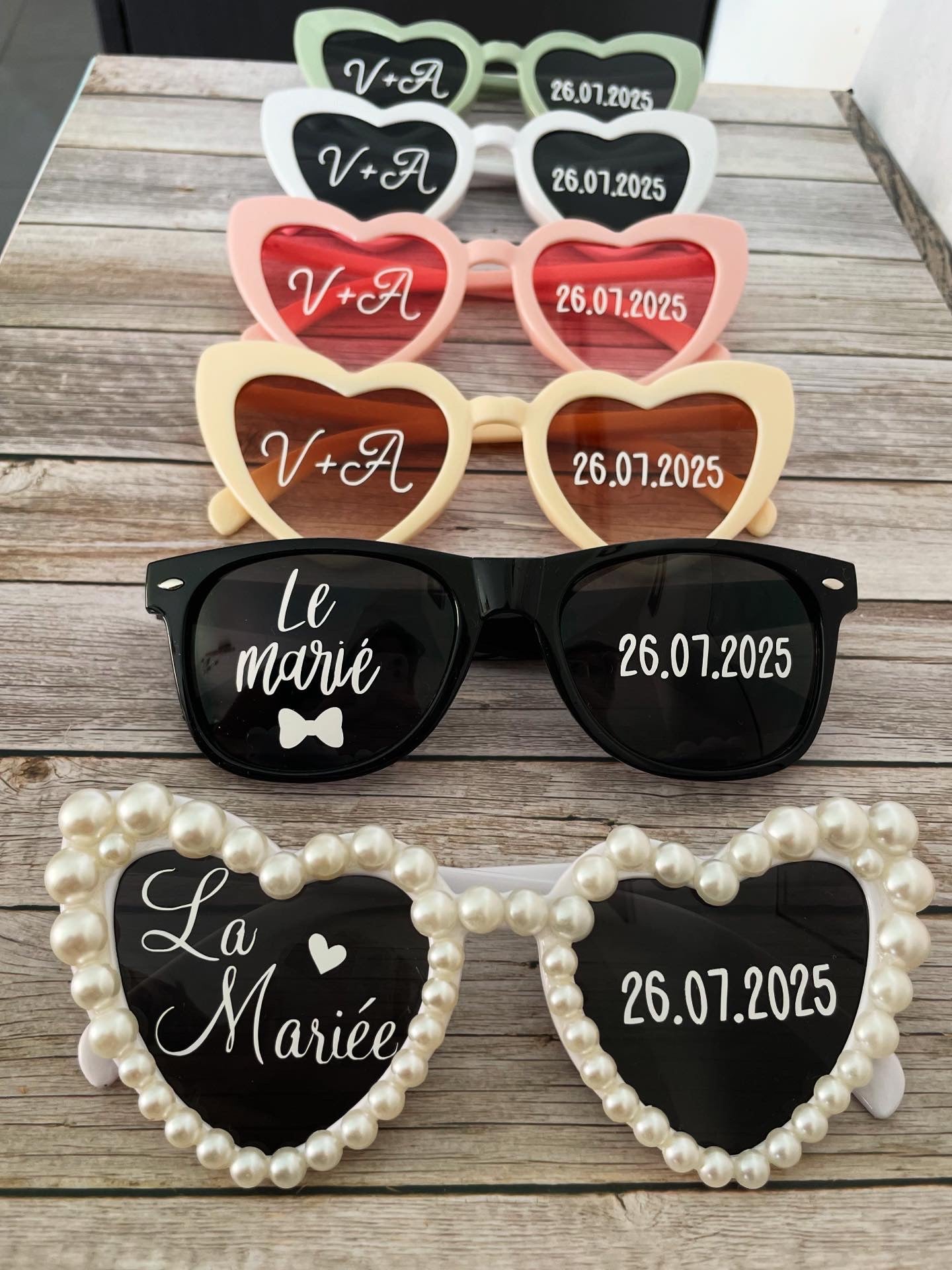 Lunettes cœur personnalisées mariage / EVJF