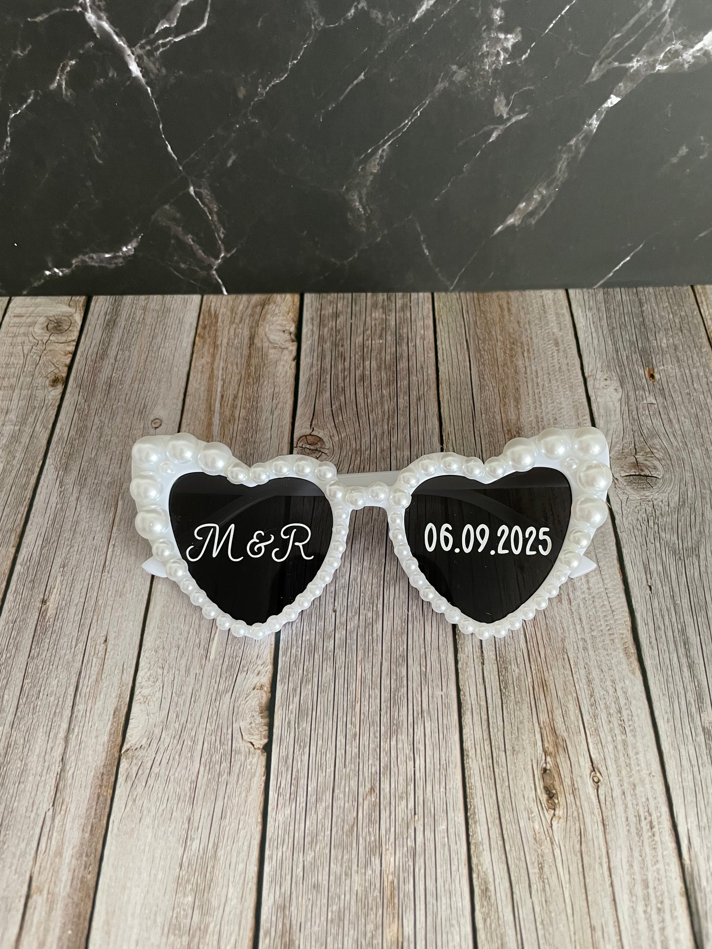 Lunettes cœur personnalisées mariage / EVJF