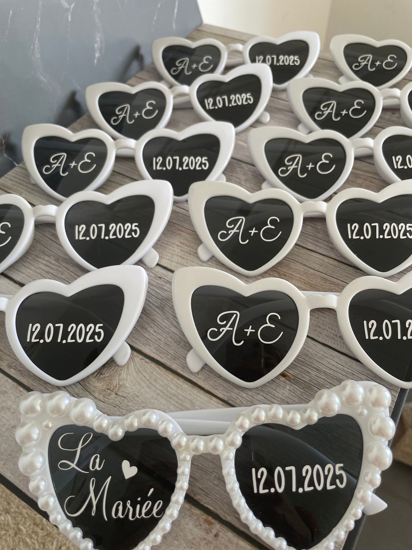 Lunettes cœur personnalisées mariage / EVJF