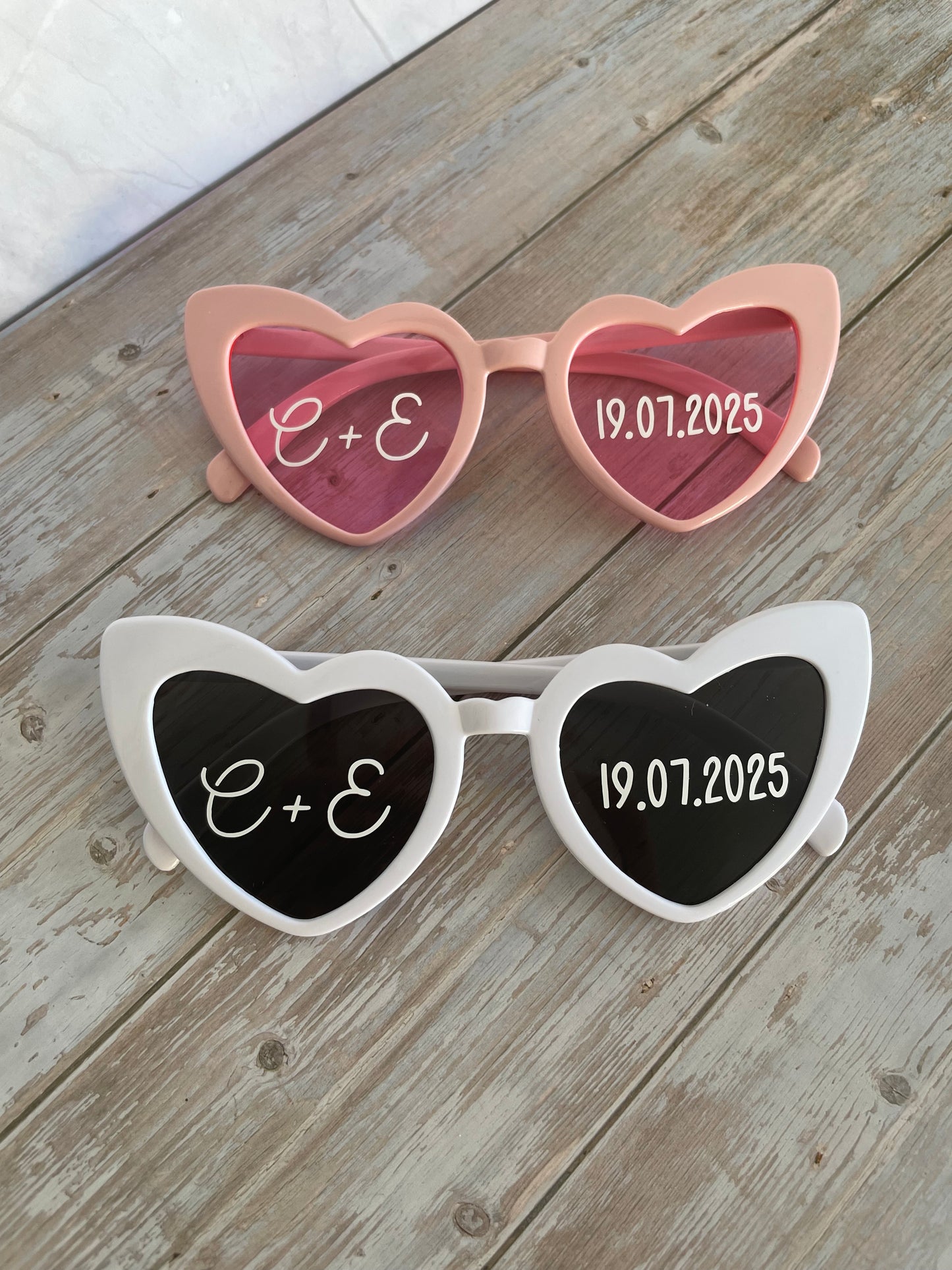 Lunettes cœur personnalisées mariage / EVJF