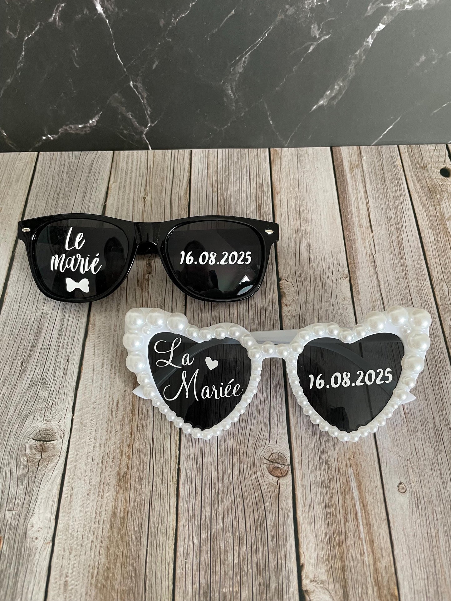 Lunettes cœur personnalisées mariage / EVJF