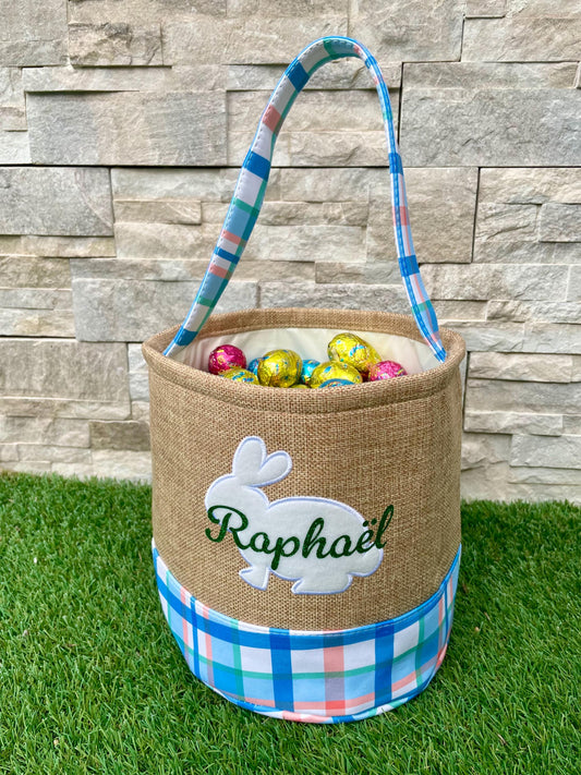 Grand Panier Chasse aux œufs personnalisé - Lapin Pâques