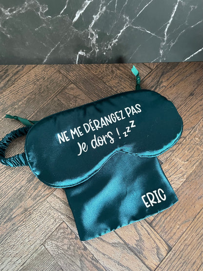 Masque de nuit + chouchou personnalisés satinés - Pyjama Party / Mariage / EVJF / Anniversaire