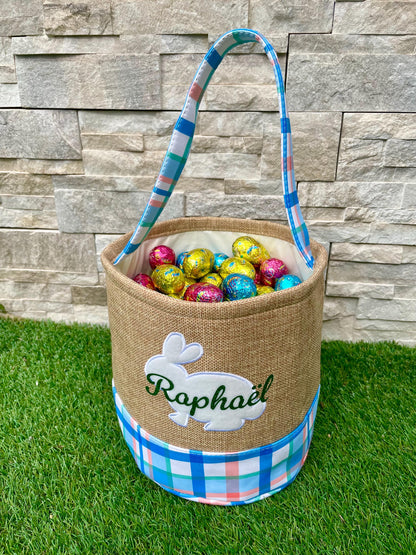 Grand Panier Chasse aux œufs personnalisé  - Lapin Pâques