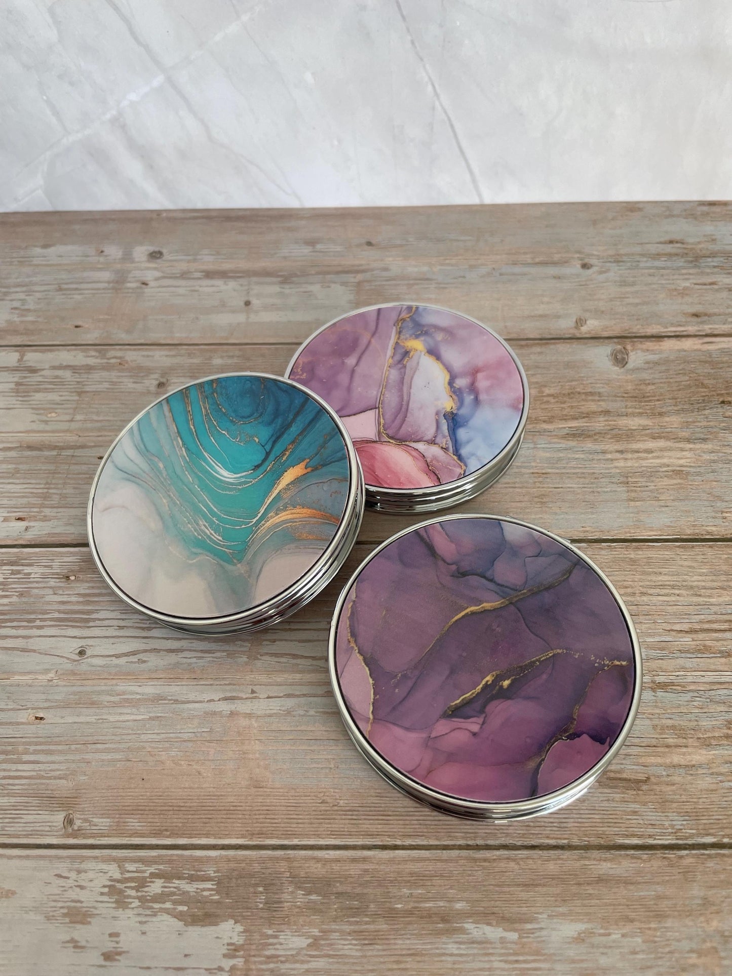 Miroir de poche personnalisé effet marbré