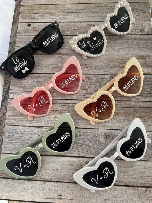 Lunettes cœur personnalisées mariage / EVJF