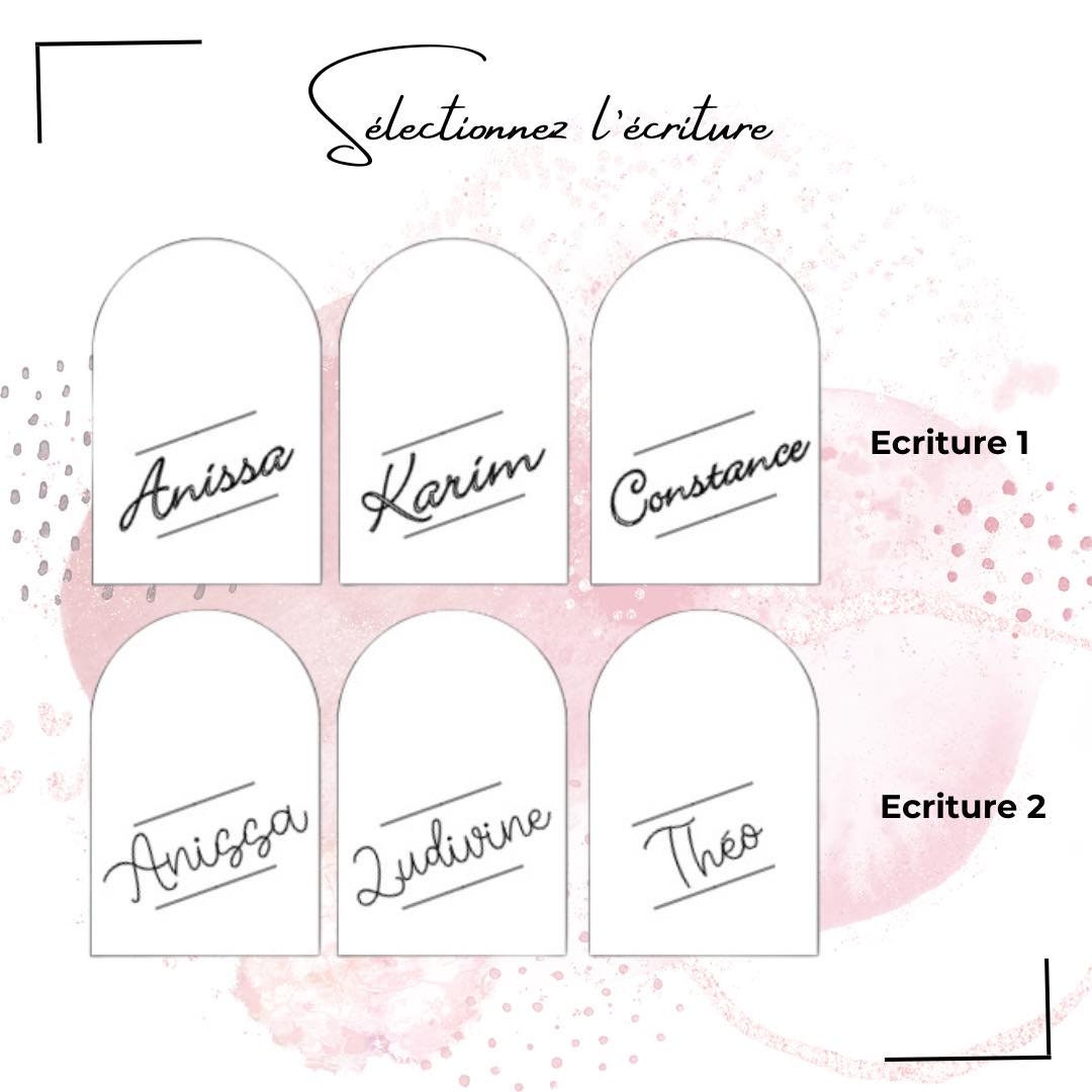 Etiquette Marque Place Mariage prénoms