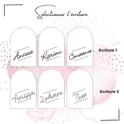 Etiquette Marque Place Mariage prénoms