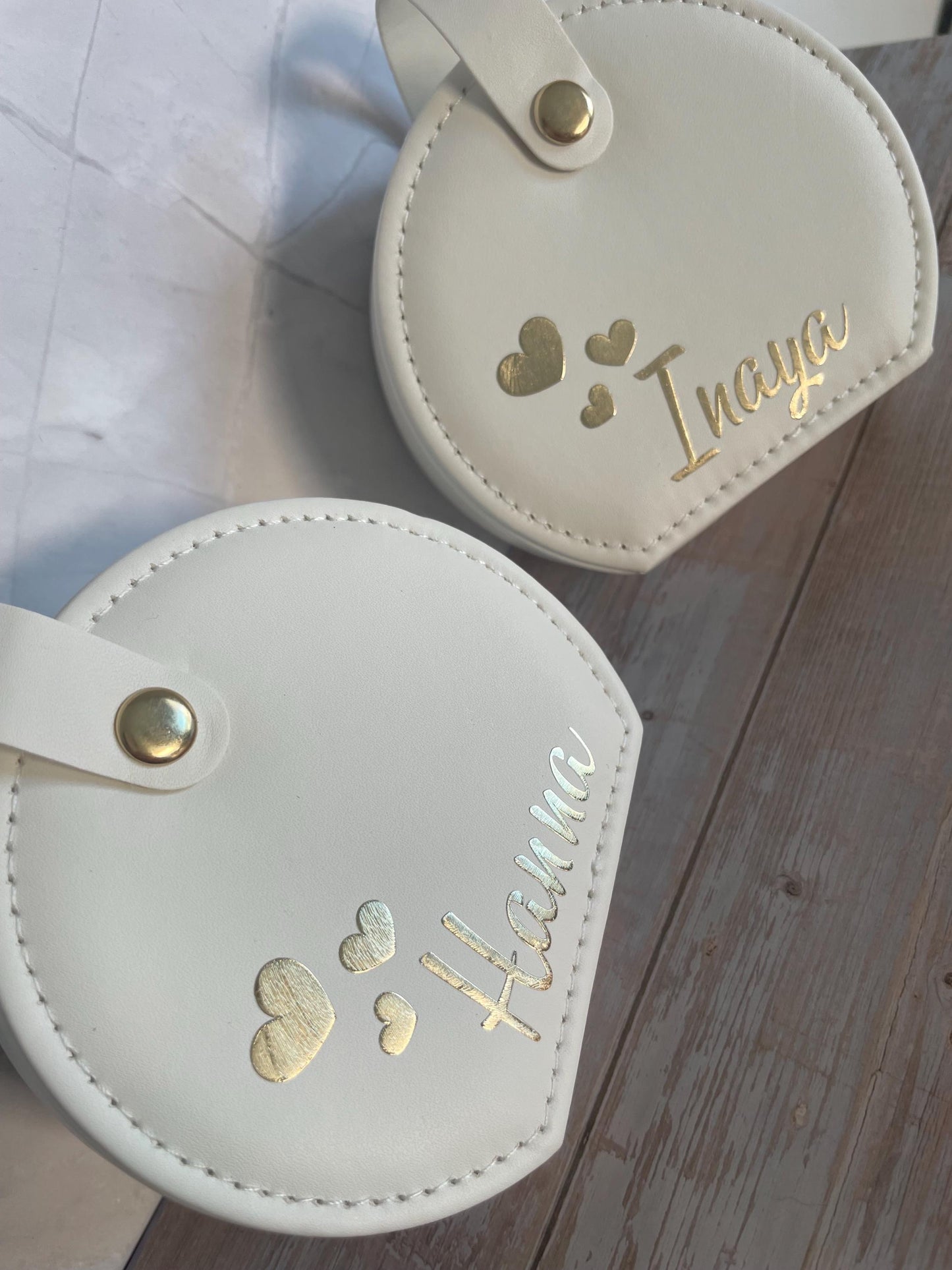 Boîte à bijoux ronde de voyage personnalisée - Simili cuir