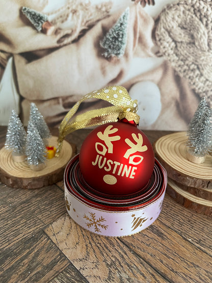 Boule de Noël prénom - motif renne