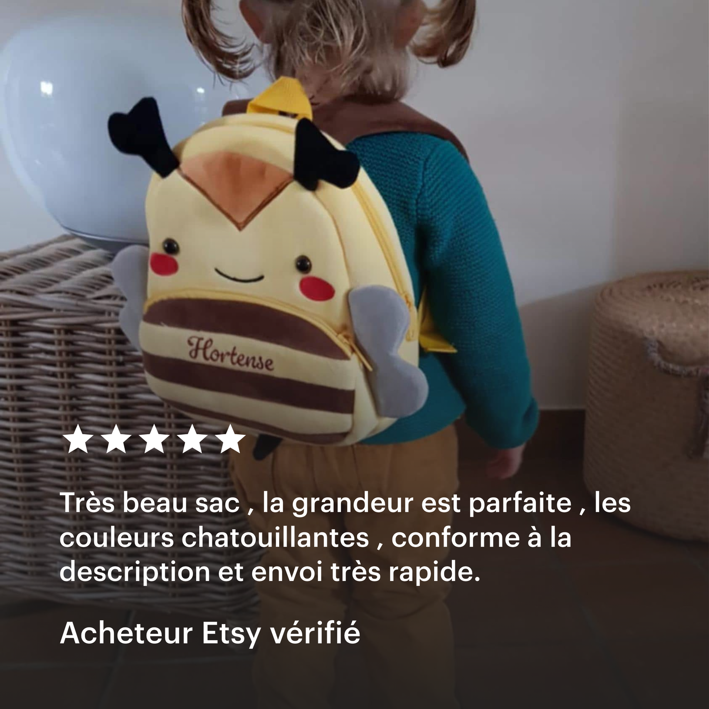 Sac à dos enfant en peluche - maternelle / Animal : Mireille l'abeille