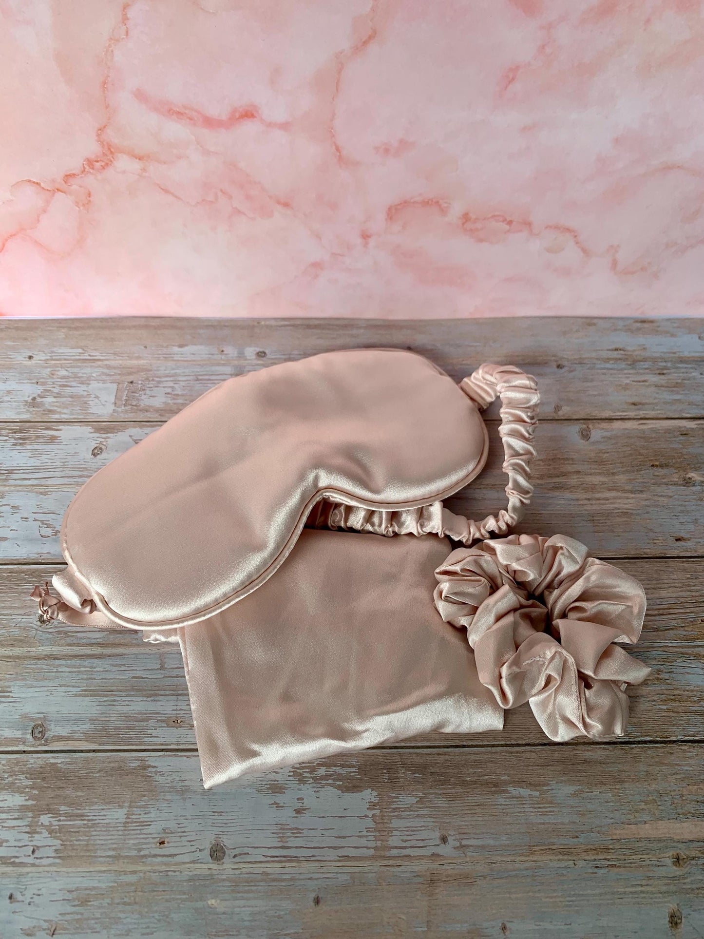Masque de nuit + chouchou personnalisés satinés - Pyjama Party / Mariage / EVJF / Anniversaire