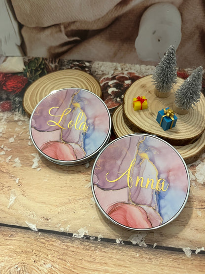 Miroir de poche personnalisé effet marbré