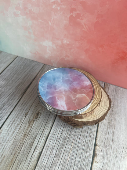 Miroir de poche personnalisé effet marbré