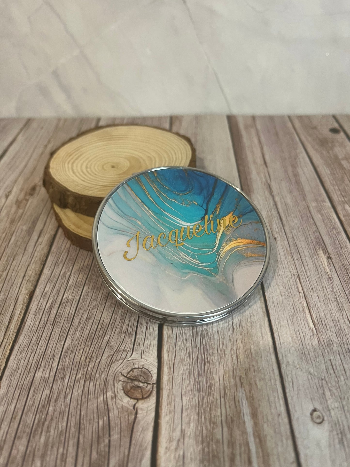 Miroir de poche personnalisé effet marbré