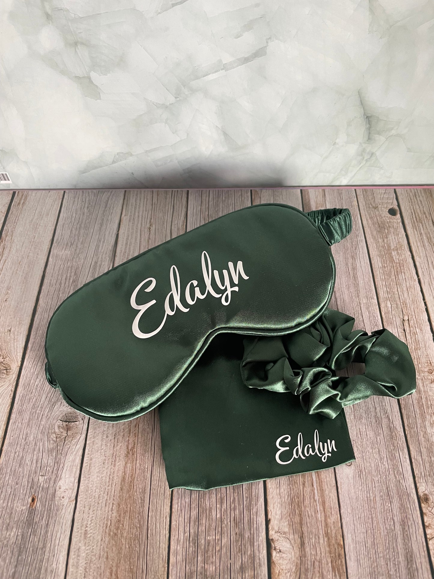 Masque de nuit + chouchou personnalisés satinés - Pyjama Party / Mariage / EVJF / Anniversaire