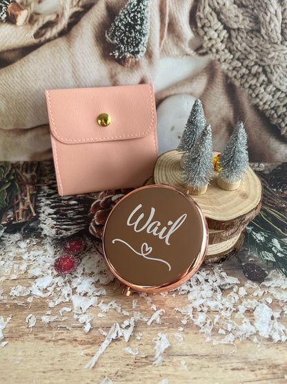 Miroir de poche personnalisé métallisé + pochette