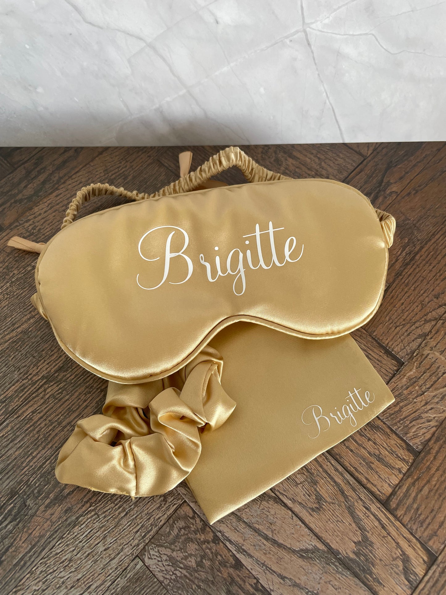 Masque de nuit + chouchou personnalisés satinés - Pyjama Party / Mariage / EVJF / Anniversaire