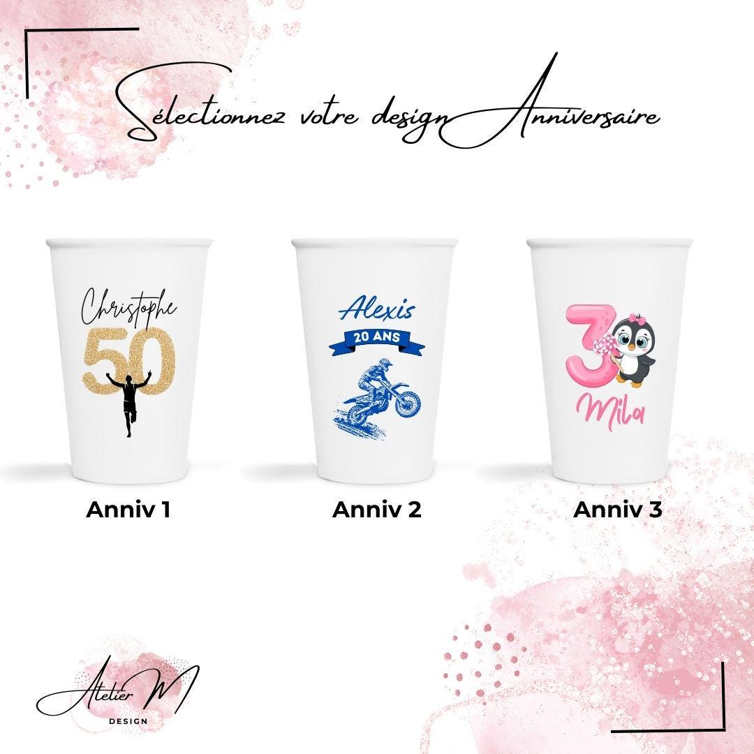 Gobelet Anniversaire / Mariage / Baptême / Babyshower Personnalisé