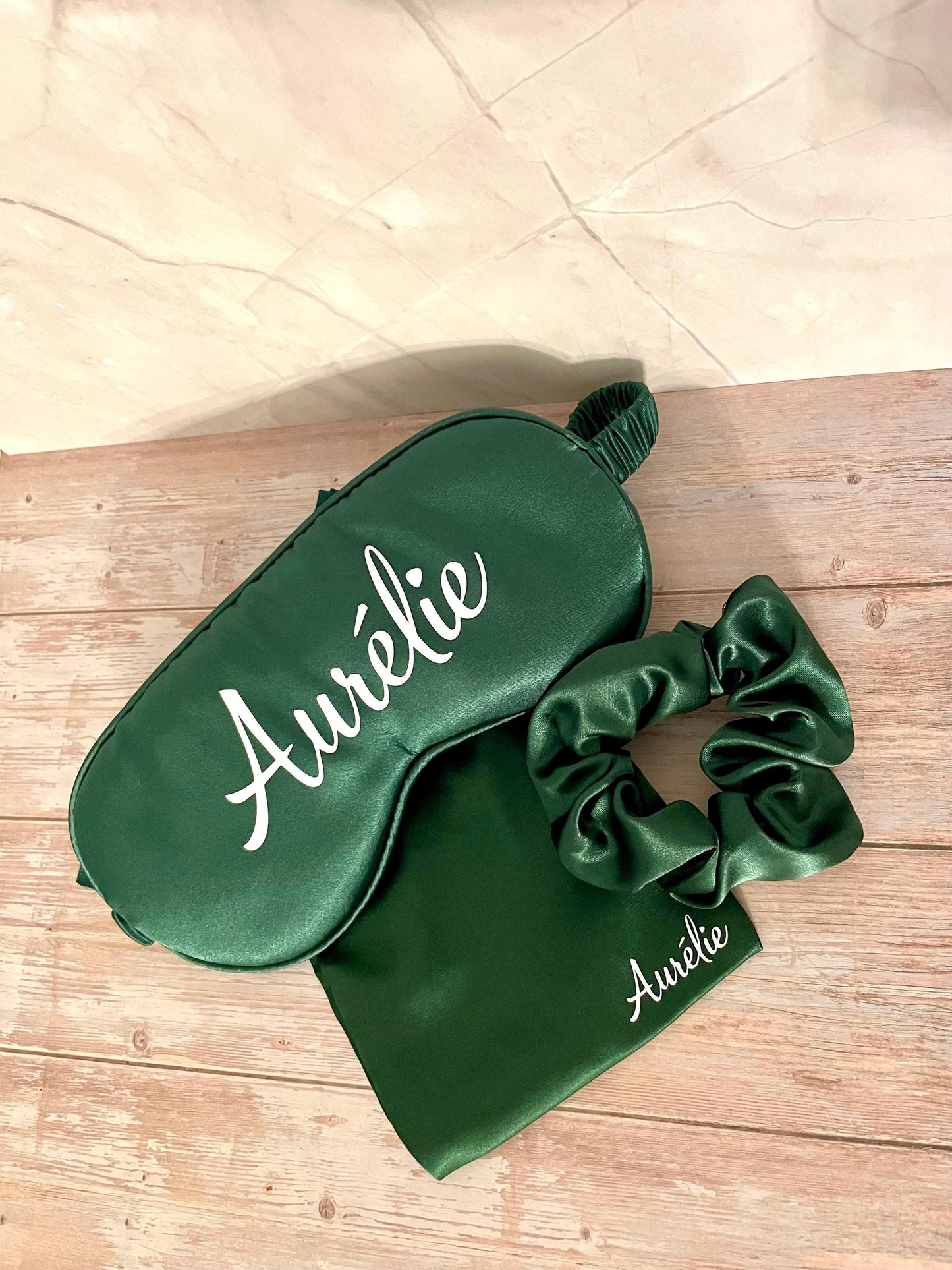 Masque de nuit + chouchou personnalisés satinés - Pyjama Party / Mariage / EVJF / Anniversaire