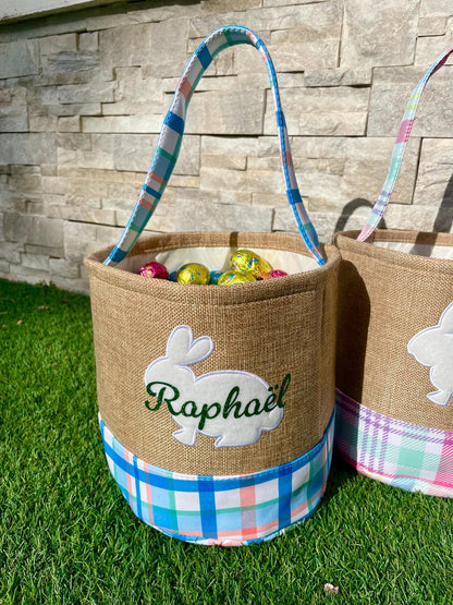 Grand Panier Chasse aux œufs personnalisé  - Lapin Pâques