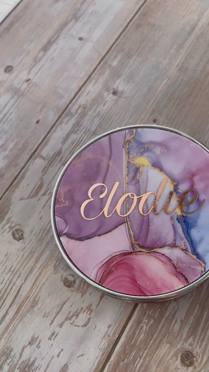 Miroir de poche personnalisé effet marbré