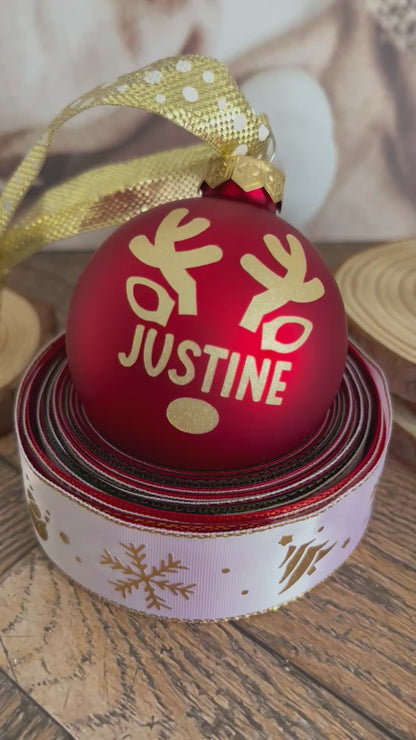 Boule de Noël prénom - motif renne